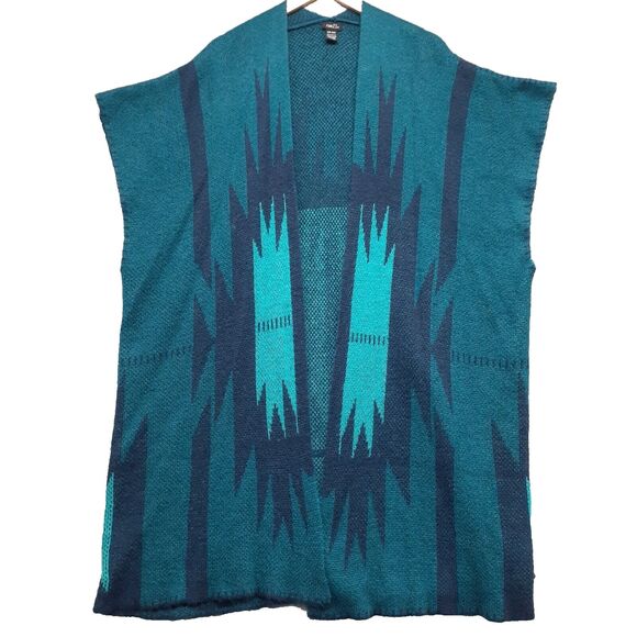 Rue 21 Womens One Size Sweater Duster Cardigan Aztec Open Front Multicolor Blue - Picture 1 of 6